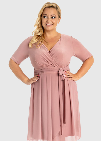 Arcelia Plus Size light pink short evening dress